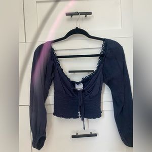 Blue corset, fitted long sleeve